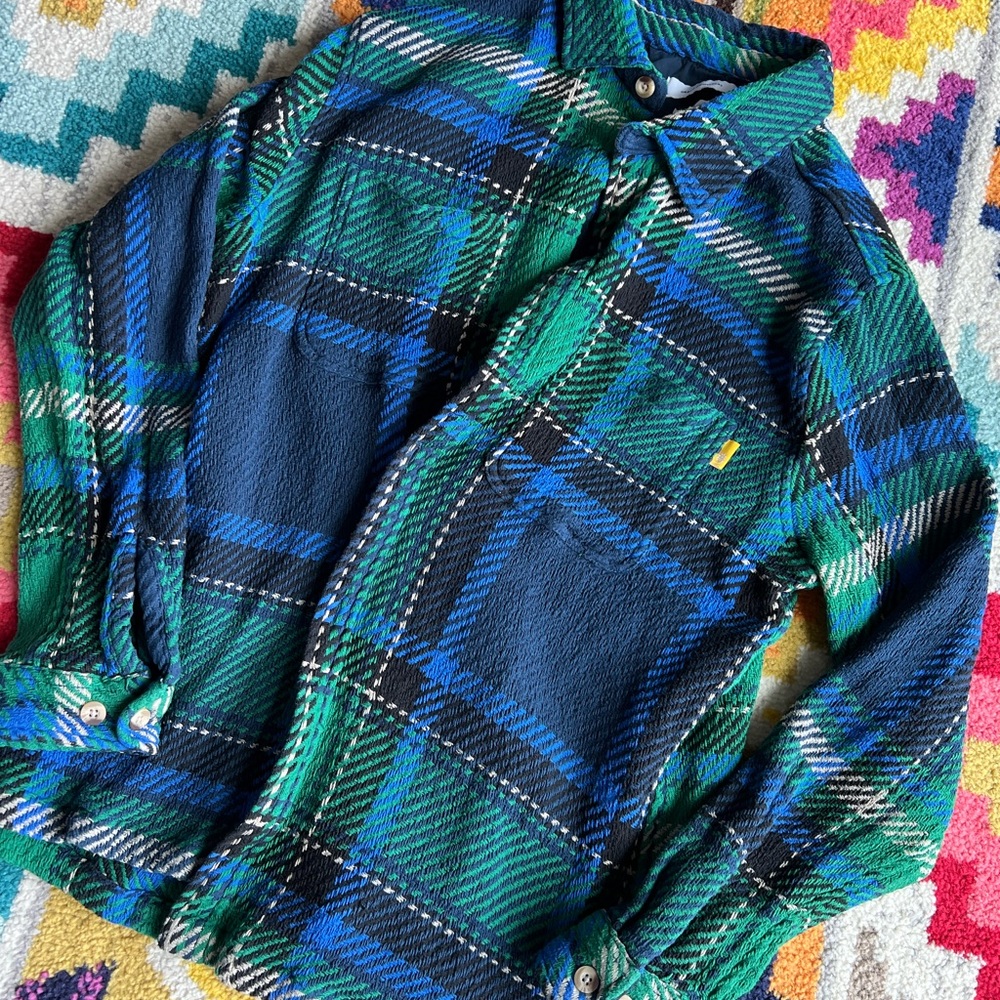 Urban Outfitters Green and Blue Plaid Button-Down Shirt